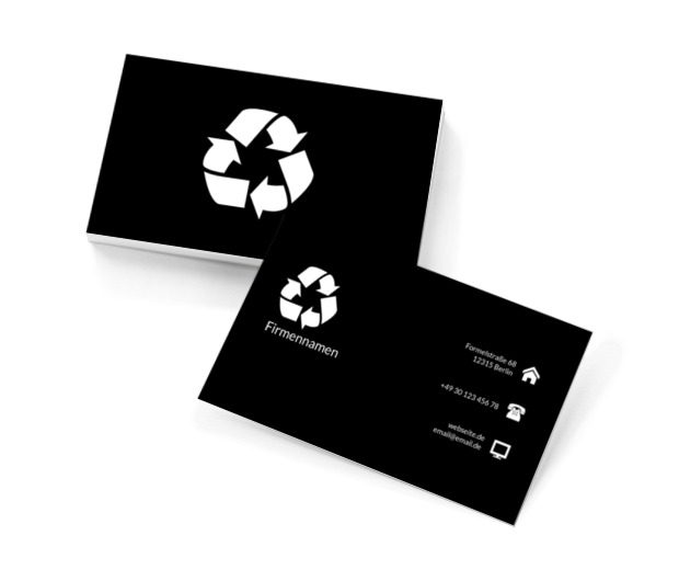 Weißes Recycling-Symbol, Umwelt und Natur, Umweltschutz - Visitenkarten Netprint Online Vorlagen