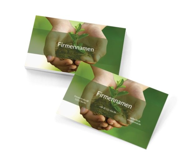 Hand, die einen Baum anhält, Umwelt und Natur, Umweltschutz - Visitenkarten Netprint Online Vorlagen