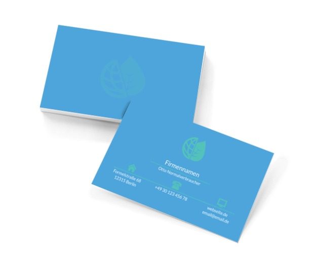 Helle Blätter auf einem blauen Hintergrund, Umwelt und Natur, Umweltschutz - Visitenkarten Netprint Online Vorlagen