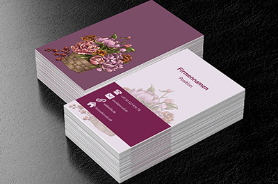 Ein Korb mit Schnittblumen, Umwelt und Natur, Gartendienstleistungen - Visitenkarten Netprint
