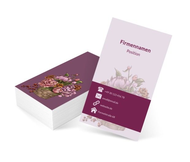 Ein Korb mit Schnittblumen, Umwelt und Natur, Gartendienstleistungen - Visitenkarten Netprint Online Vorlagen