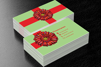 Rote Blume auf einem grünen Hintergrund, Umwelt und Natur, Gartendienstleistungen - Visitenkarten Netprint