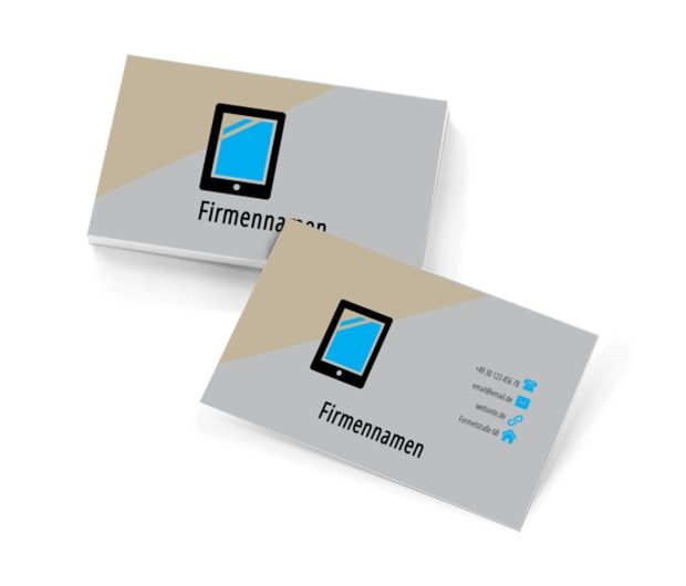 Tablet mit einem blauen Bildschirm, Telekommunikation und Internet, Handys/ Smartphone - Visitenkarten Netprint Online Vorlagen