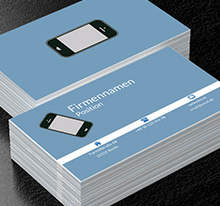 Smartphone auf einem blauen Hintergrund, Telekommunikation und Internet, Handys/ Smartphone - Visitenkarten Netprint