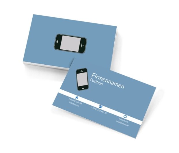 Smartphone auf einem blauen Hintergrund, Telekommunikation und Internet, Handys/ Smartphone - Visitenkarten Netprint Online Vorlagen