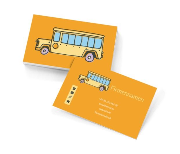 Gelber Bus, Transport, Busse - Visitenkarten Netprint Online Vorlagen