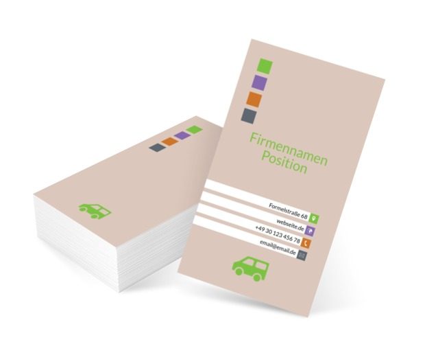 Grüner Bus, Transport, Transport von Personen - Visitenkarten Netprint Online Vorlagen