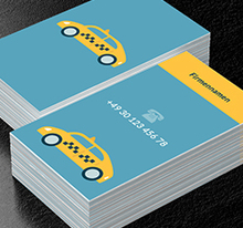 Taxi auf einem blauen Hintergrund, Transport, Taxi - Visitenkarten Netprint