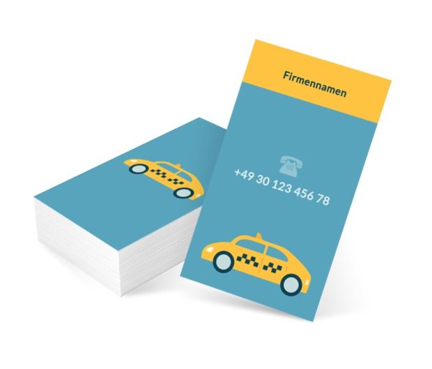 Taxi auf einem blauen Hintergrund, Transport, Taxi - Visitenkarten Netprint Online Vorlagen