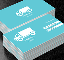 Weißer LKW auf einem blauen Hintergrund, Transport, Transport von Waren - Visitenkarten Netprint