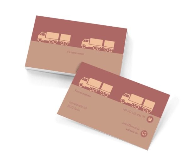 Zwei lange LKWs, Transport, Transport von Waren - Visitenkarten Netprint Online Vorlagen