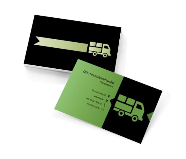 Grüner Lieferwagen, Transport, Transport von Waren - Visitenkarten Netprint Online Vorlagen