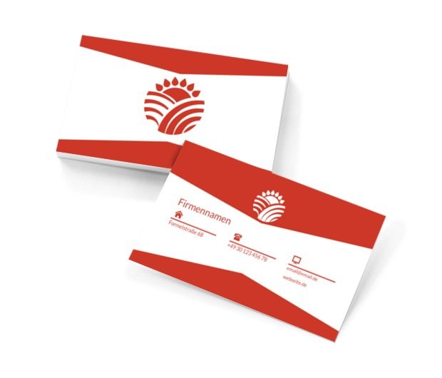 Rote Sonne auf einem weißen Hintergrund, Tourismus, Agrotourismus - Visitenkarten Netprint Online Vorlagen