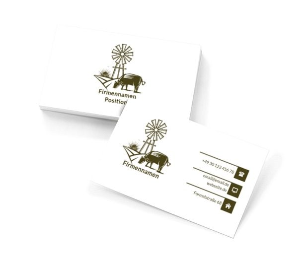 Brown-Kuh auf einem weißen Hintergrund, Tourismus, Agrotourismus - Visitenkarten Netprint Online Vorlagen