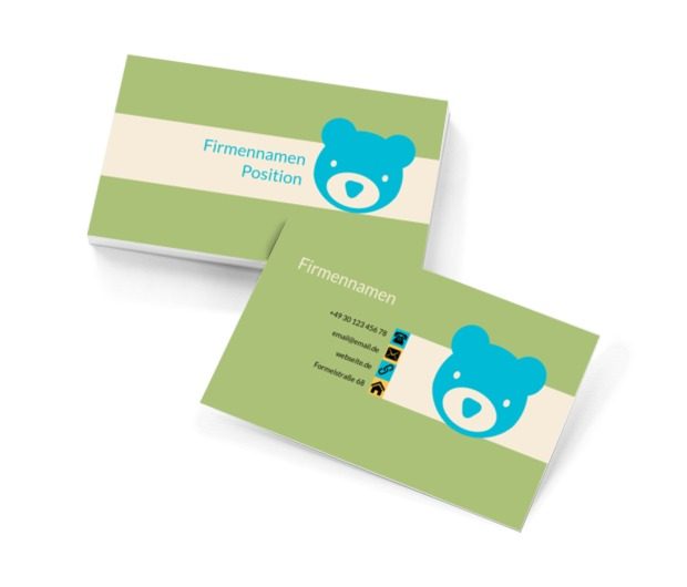 Blauer Teddybär, Dienstleistungen für Haus, Kinderbetreuung - Visitenkarten Netprint Online Vorlagen