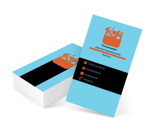 Orange Tasche mit Werkzeugen, Dienstleistungen für Haus, Servicemitarbeiter - Visitenkarten Netprint Online Vorlagen