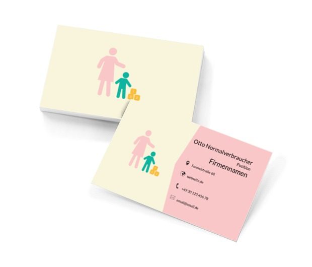 Vorschüler mit einem Babysitter, Dienstleistungen für Haus, Kinderbetreuung - Visitenkarten Netprint Online Vorlagen
