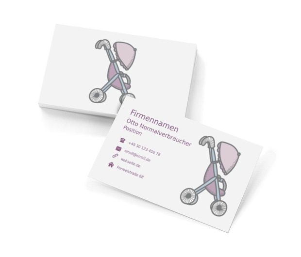 Rosa Kinderwagen, Dienstleistungen für Haus, Kinderbetreuung - Visitenkarten Netprint Online Vorlagen