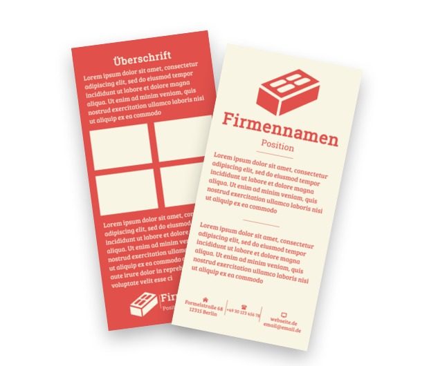 Großer roter Ziegelstein auf einem weißen Hintergrund, Verkauf, Baustoffe - Flyer Netprint Online Vorlagen