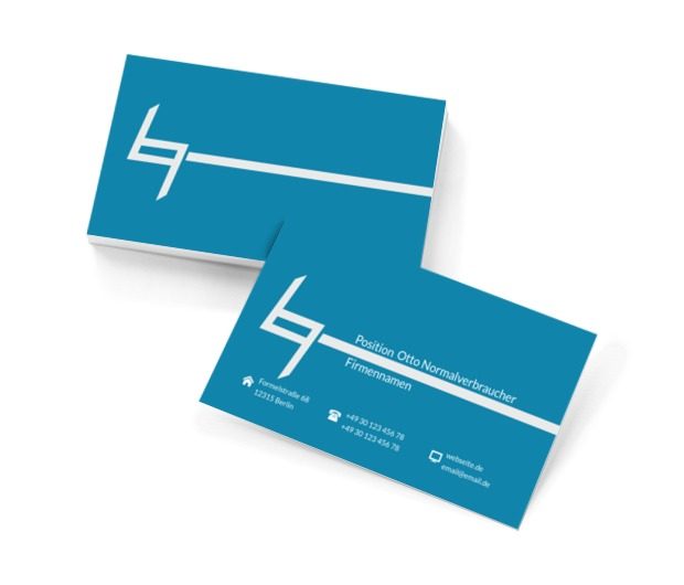 Weiße Schrift auf einem blauen Hintergrund, Bauwesen, Architektur - Visitenkarten Netprint Online Vorlagen