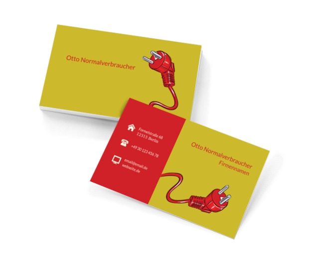 Roter Stecker, Bauwesen, Elektriker - Visitenkarten Netprint Online Vorlagen